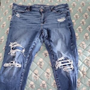 American Eagle Outfitters Women's Ripped Blue Skinny Jeans